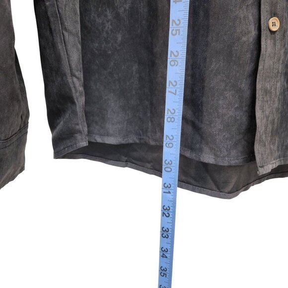 Mens Black Button-Up Long Sleeve Shirt Size XL Dual Chest Pockets - Picture 4 of 8